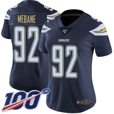 Los Angeles Chargers NFL Football Brandon Mebane Navy Blue Jersey Women Limited  #92 Home 100th Season Vapor Untouchable->los angeles chargers->NFL Jersey